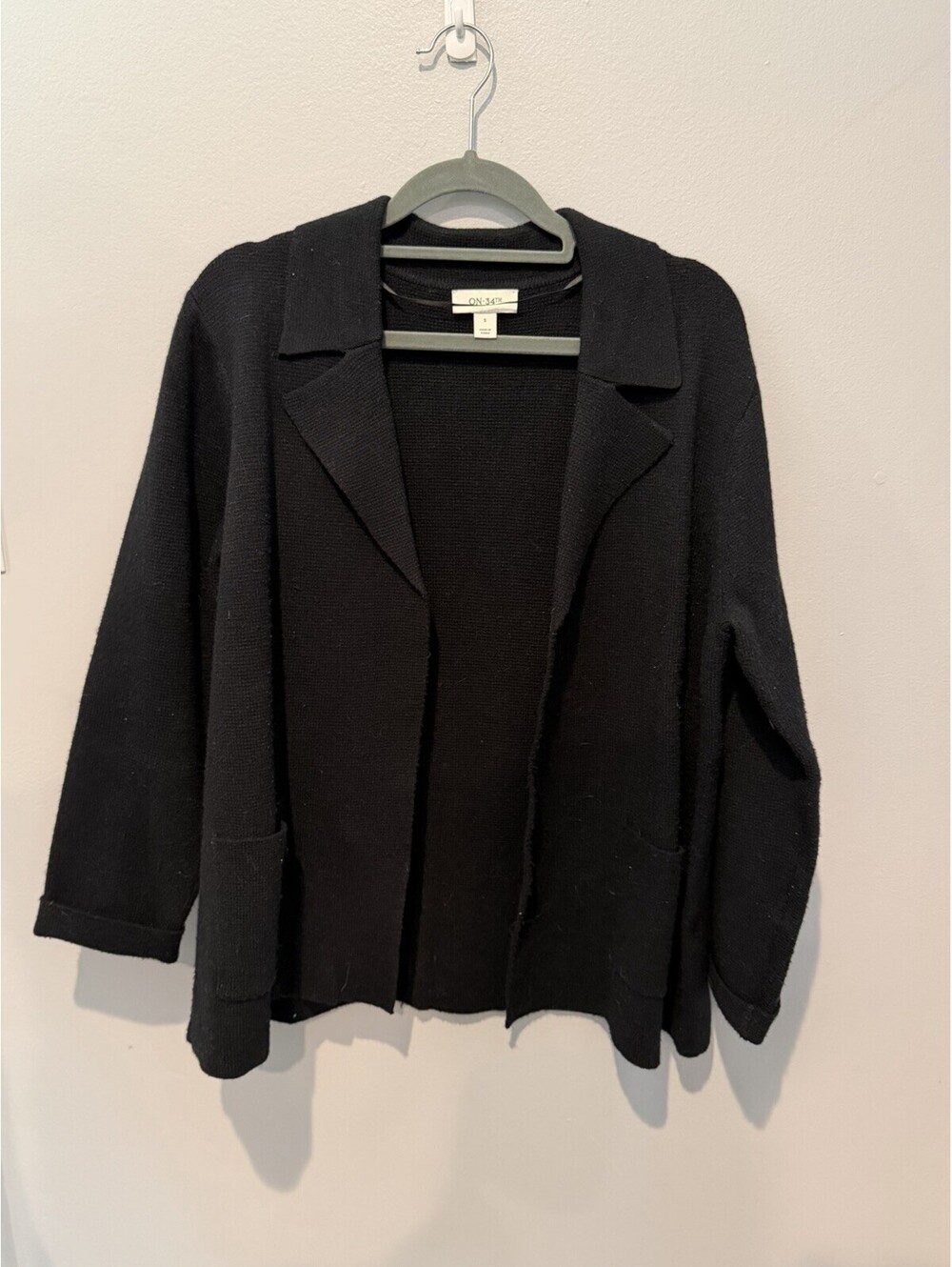 ON 34th Black Open Front Knit Cardigan Sweater Women’s Small Cozy